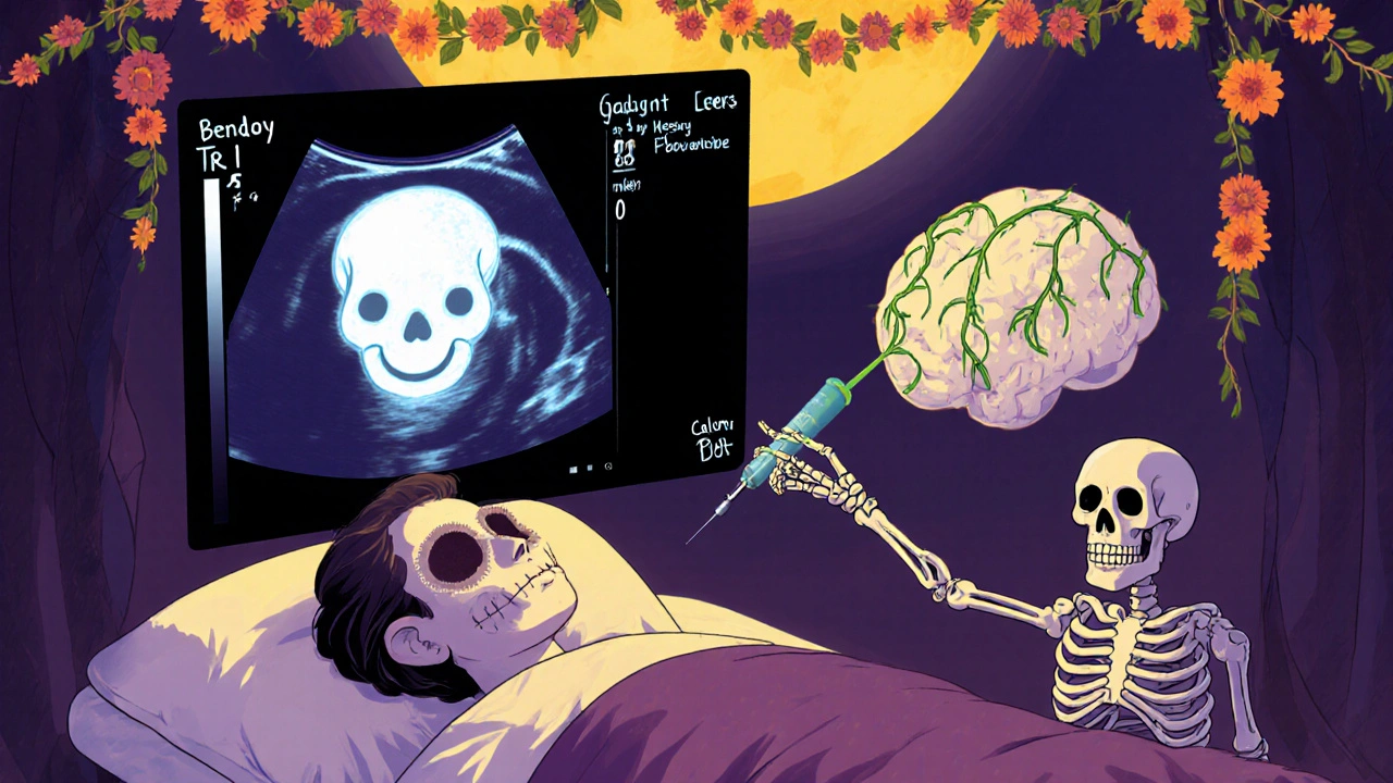A patient with a benign nodule glowing peacefully while a biopsy needle guided by AI approaches a risky nodule above.